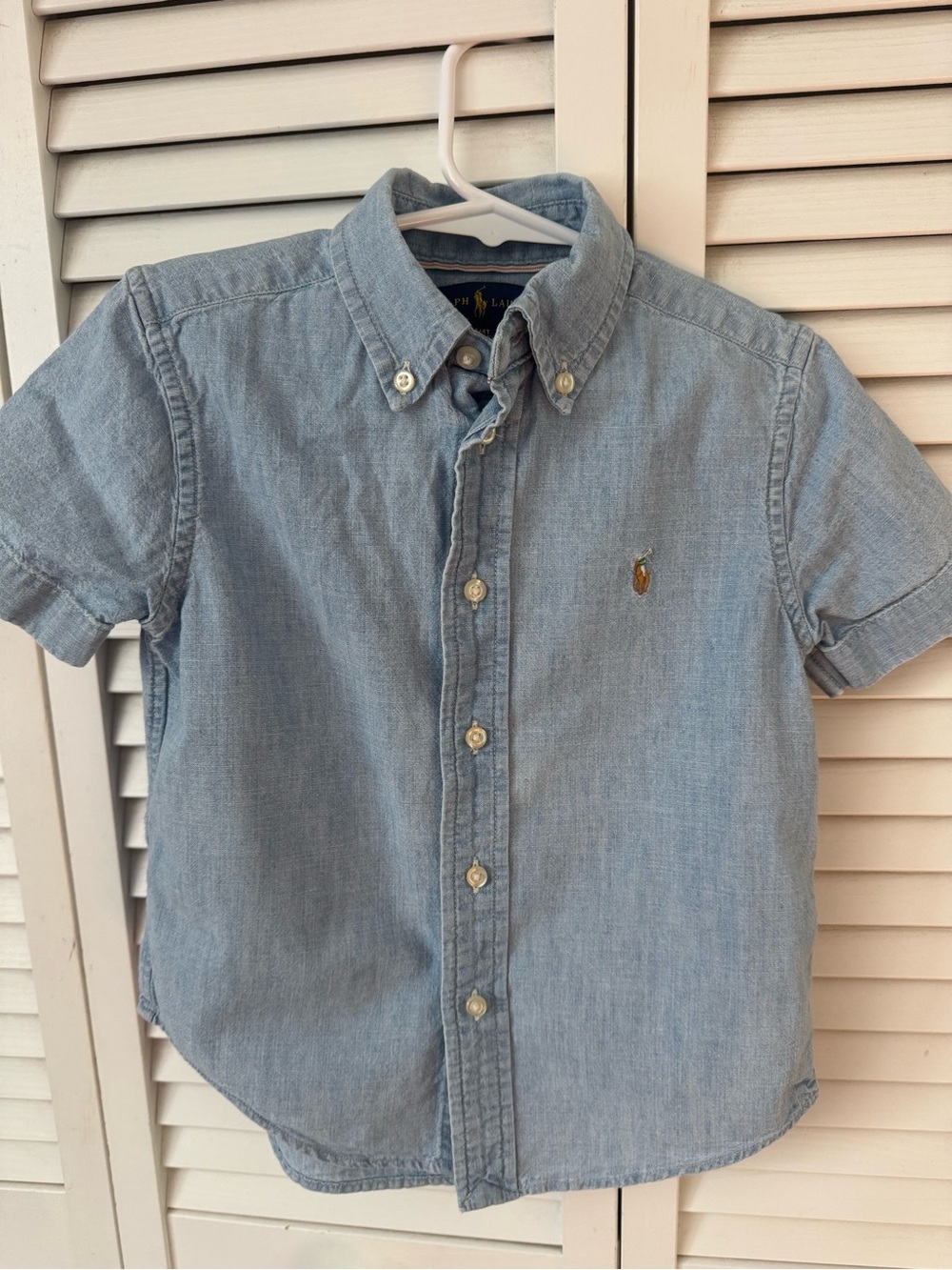 Boys 2T Ralph Lauren Boys' Light Blue Short-Sleeve Oxford Shirt